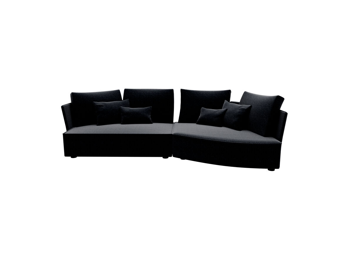 Chaise longue 4 plazas LUGANO tela 2 Negro