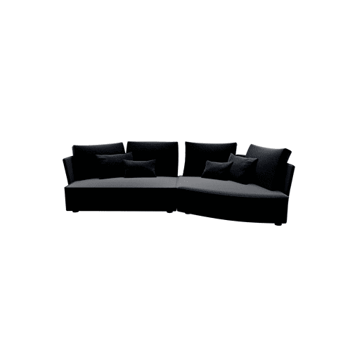 Chaise longue LUGANO direita 4 lugares tecido 2 cor preto