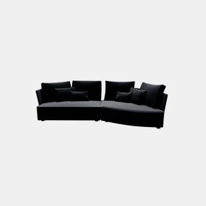 Chaise longue LUGANO direita 4 lugares tecido 2 cor preto