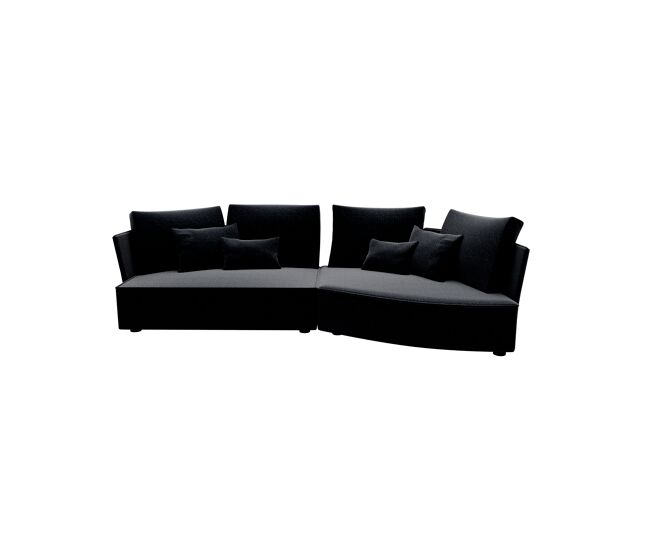 Chaise longue derecha 4 plazas lugano tela 2 color negro