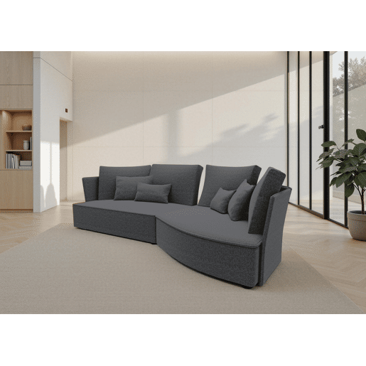 Chaise longue LUGANO direita 4 lugares tecido 2 cor preto