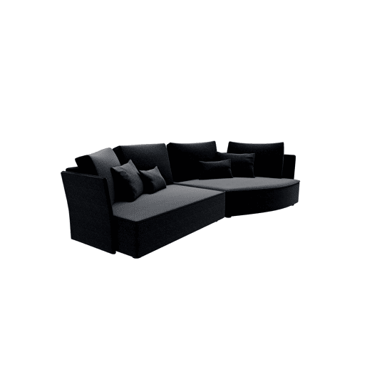 Chaise longue LUGANO direita 4 lugares tecido 2 cor preto