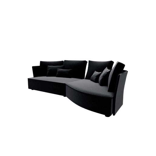 Chaise longue LUGANO direita 4 lugares tecido 2 cor preto