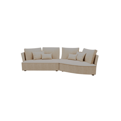 Chaise longue LUGANO direita 4 lugares tecido 3 cor bege