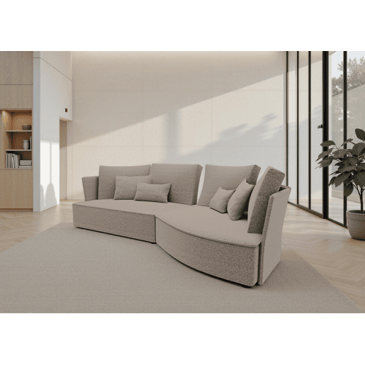 Chaise longue LUGANO direita 4 lugares tecido 3 cor bege