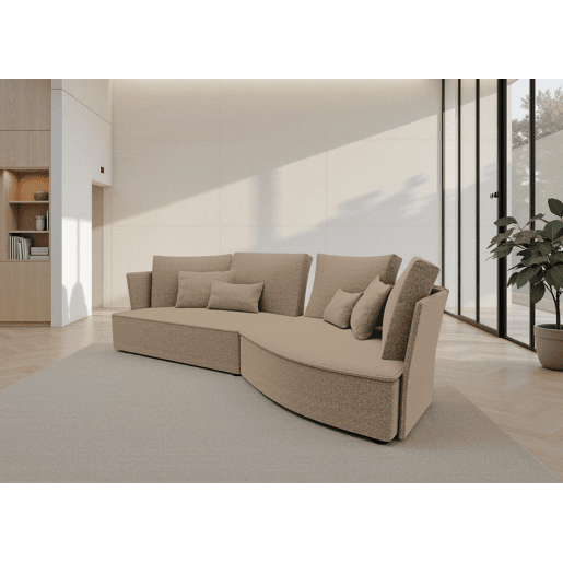 Chaise longue LUGANO direita 4 lugares tecido 3 cor vison
