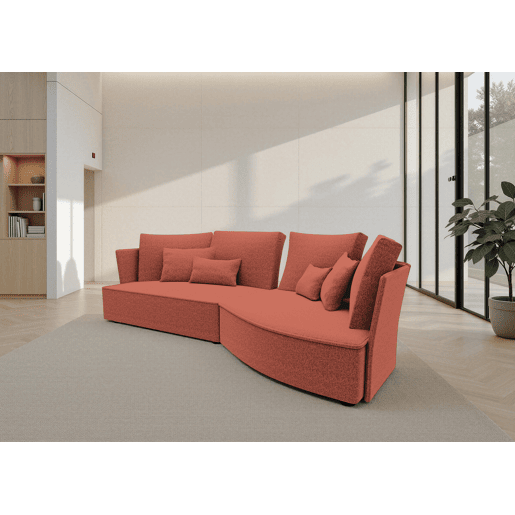 Chaise longue LUGANO direita 4 lugares tecido 3 cor terracota