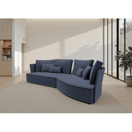 Chaise longue LUGANO direita 4 lugares tecido 3 cor azul