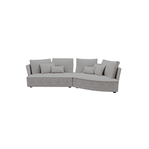 Chaise longue LUGANO direita 4 lugares tecido 3 cor cinza claro