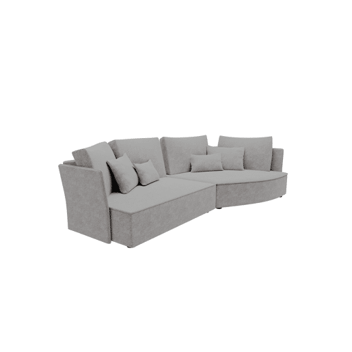 Chaise longue LUGANO direita 4 lugares tecido 3 cor cinza claro