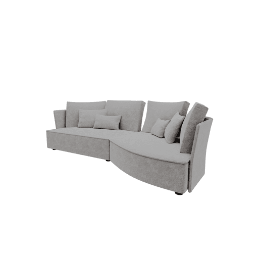 Chaise longue LUGANO direita 4 lugares tecido 3 cor cinza claro