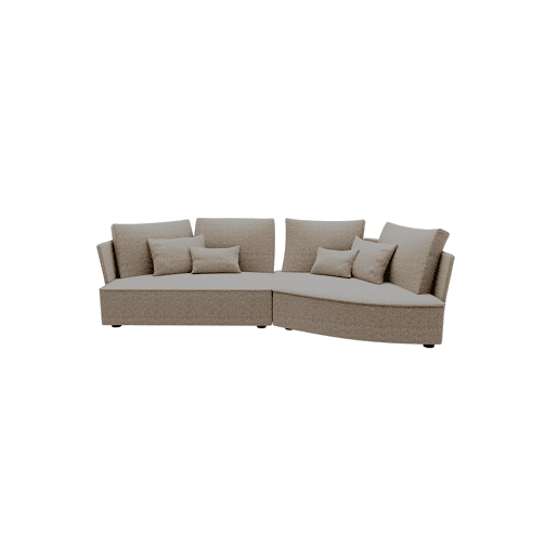 Chaise longue LUGANO direita 4 lugares tecido 3 cor cinza