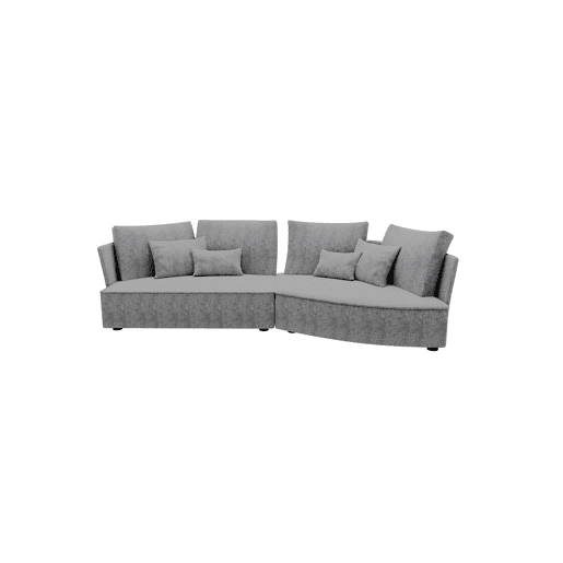 Chaise longue LUGANO direita 4 lugares tecido 3 cor cinza escuro