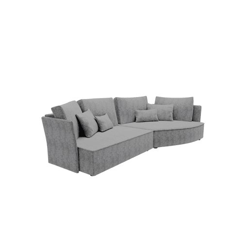 Chaise longue LUGANO direita 4 lugares tecido 3 cor cinza escuro