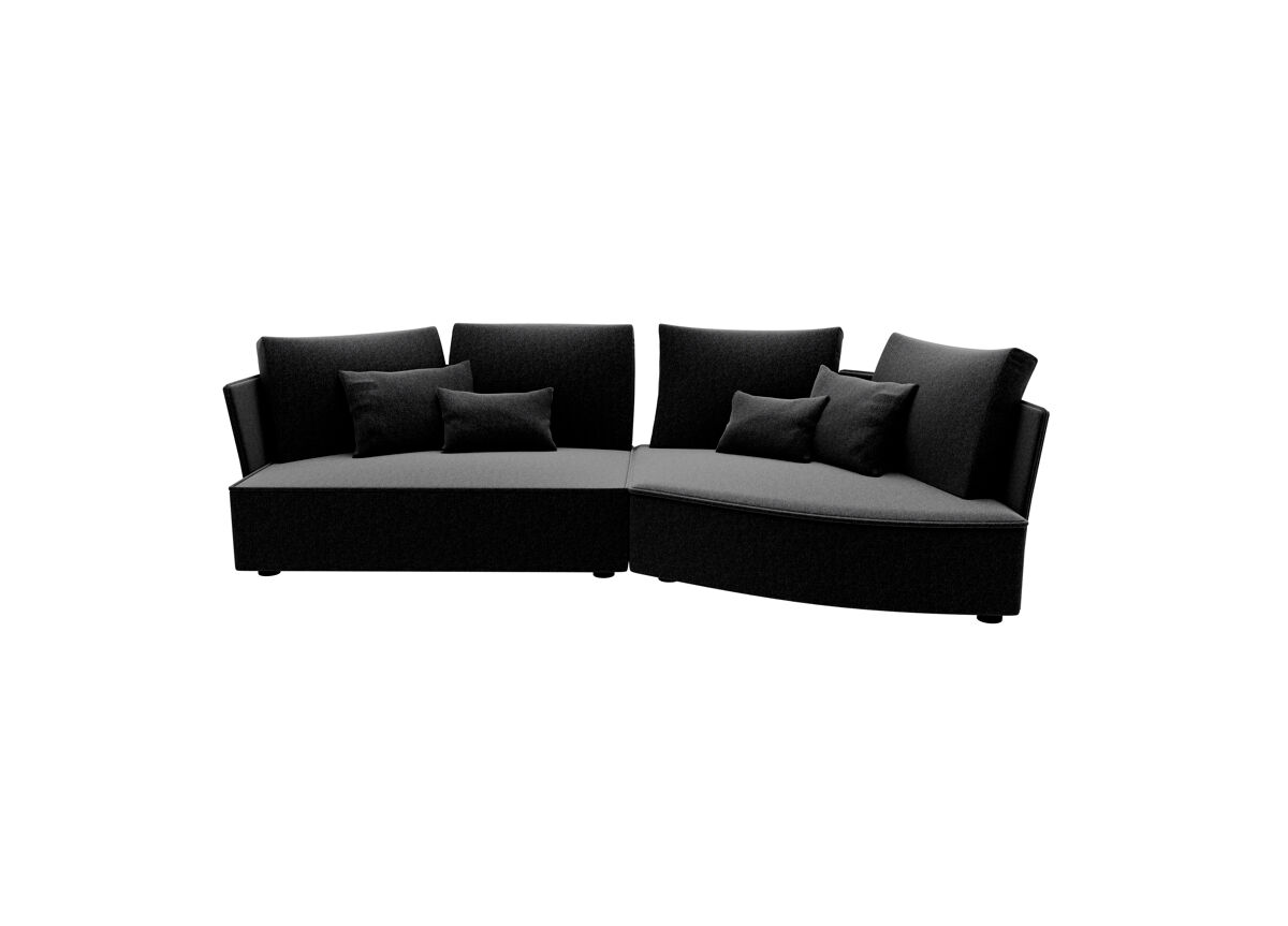 Chaise longue 4 plazas LUGANO tela 3 Gris Oscuro