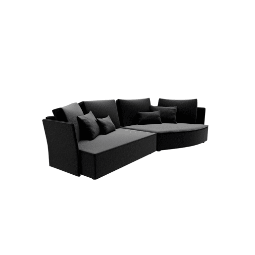 Chaise longue LUGANO direita 4 lugares tecido 3 cor antracite
