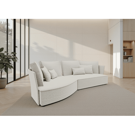 Chaise longue LUGANO esquerda 4 lugares tecido 1 cor bege