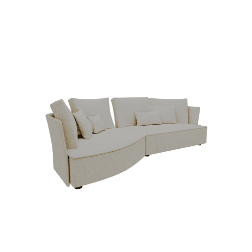 Chaise longue LUGANO esquerda 4 lugares tecido 1 cor bege