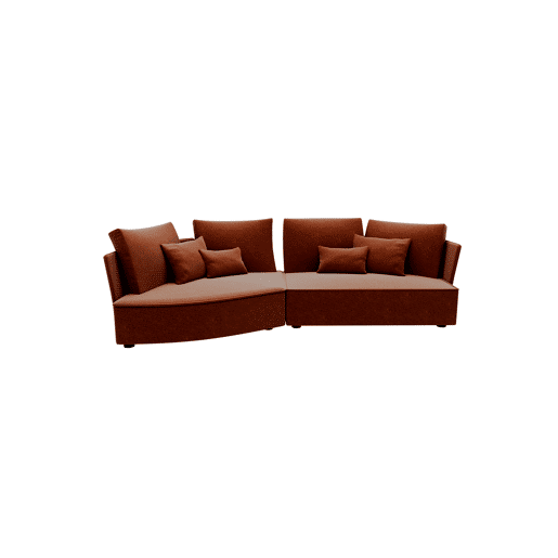 Chaise longue LUGANO esquerda 4 lugares tecido 1 cor terracota