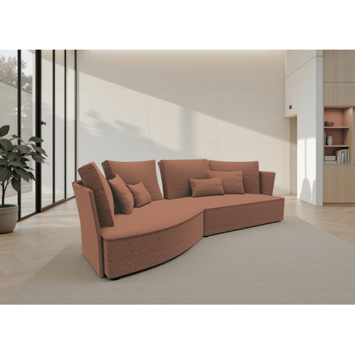 Chaise longue LUGANO esquerda 4 lugares tecido 1 cor terracota