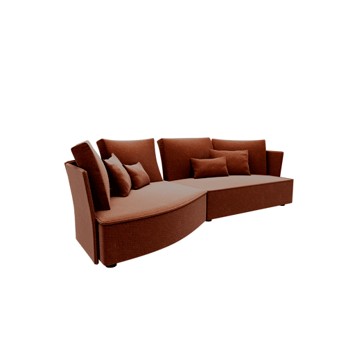 Chaise longue LUGANO esquerda 4 lugares tecido 1 cor terracota