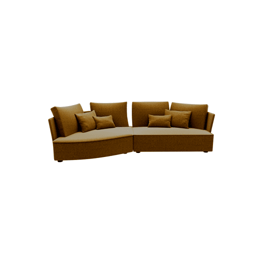 Chaise longue LUGANO esquerda 4 lugares tecido 1 cor mostarda