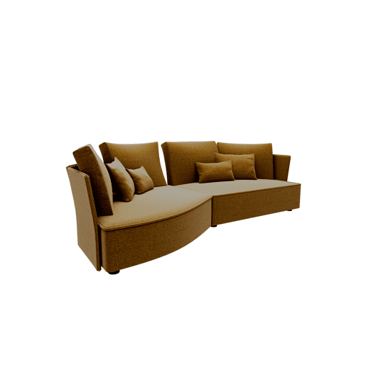 Chaise longue LUGANO esquerda 4 lugares tecido 1 cor mostarda