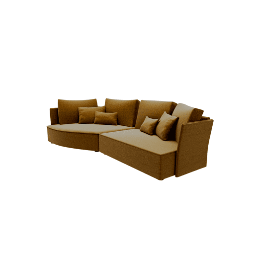 Chaise longue LUGANO esquerda 4 lugares tecido 1 cor mostarda