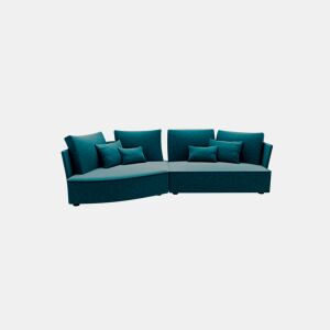 Chaise longue LUGANO esquerda 4 lugares tecido 1 cor azul turquesa