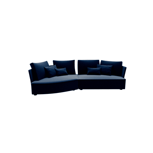 Chaise longue LUGANO esquerda 4 lugares tecido 1 cor azul