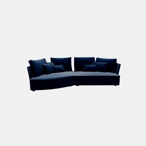 Chaise longue LUGANO esquerda 4 lugares tecido 1 cor azul