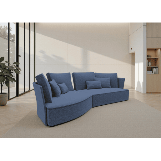 Chaise longue LUGANO esquerda 4 lugares tecido 1 cor azul