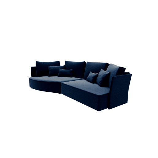 Chaise longue LUGANO esquerda 4 lugares tecido 1 cor azul