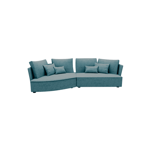 Chaise longue LUGANO esquerda 4 lugares tecido 1 cor azul claro