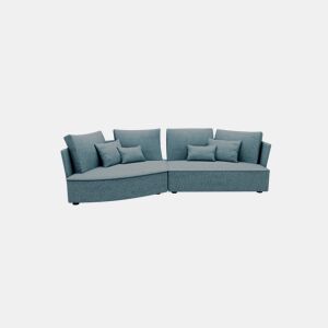 Chaise longue LUGANO esquerda 4 lugares tecido 1 cor azul claro