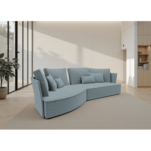 Chaise longue LUGANO esquerda 4 lugares tecido 1 cor azul claro