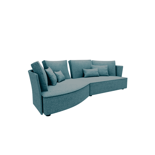 Chaise longue LUGANO esquerda 4 lugares tecido 1 cor azul claro