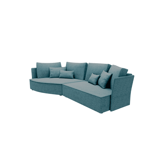 Chaise longue LUGANO esquerda 4 lugares tecido 1 cor azul claro