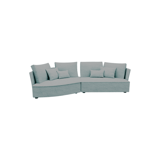 Chaise longue LUGANO esquerda 4 lugares tecido 1 cor cinza claro