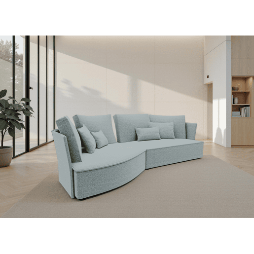 Chaise longue LUGANO esquerda 4 lugares tecido 1 cor cinza claro