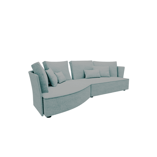 Chaise longue LUGANO esquerda 4 lugares tecido 1 cor cinza claro