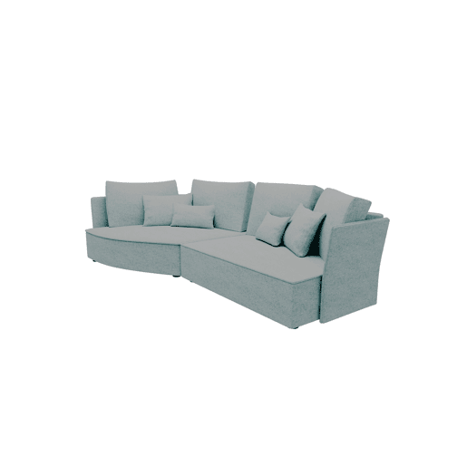 Chaise longue LUGANO esquerda 4 lugares tecido 1 cor cinza claro