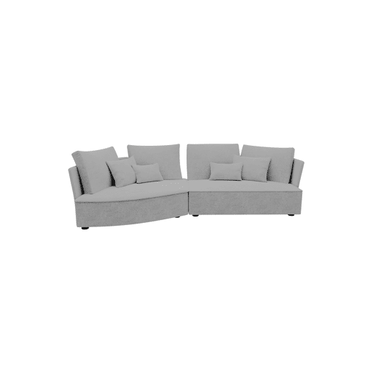 Chaise longue LUGANO esquerda 4 lugares tecido 1 cor cinza