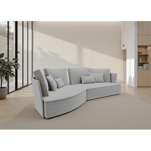 Chaise longue LUGANO esquerda 4 lugares tecido 1 cor cinza