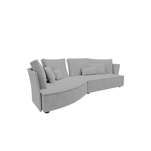 Chaise longue LUGANO esquerda 4 lugares tecido 1 cor cinza