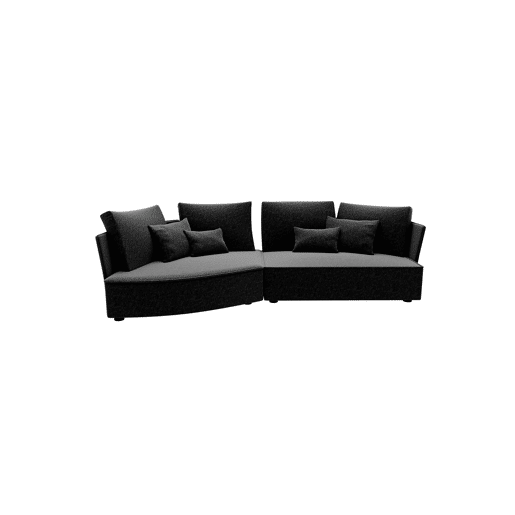 Chaise longue LUGANO esquerda 4 lugares tecido 1 cor cinza escuro