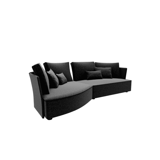 Chaise longue LUGANO esquerda 4 lugares tecido 1 cor cinza escuro