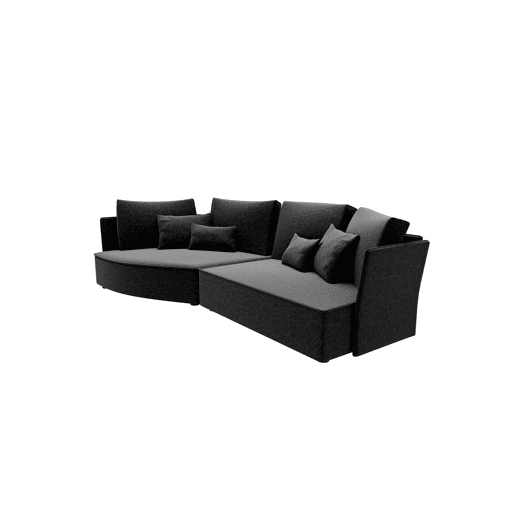 Chaise longue LUGANO esquerda 4 lugares tecido 1 cor cinza escuro
