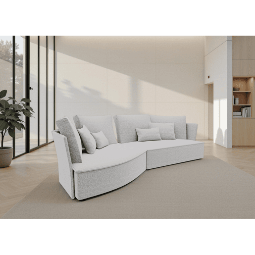 Chaise longue LUGANO esquerda 4 lugares tecido 2 cor branco