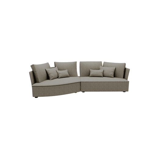 Chaise longue LUGANO esquerda 4 lugares tecido 2 cor bege
